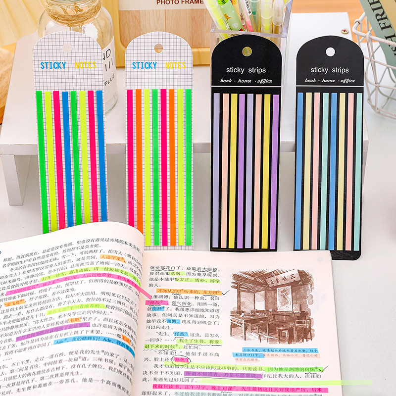 Jual Highlighter Strips Sticker Penanda Halaman Reusable Neon Pastel ...