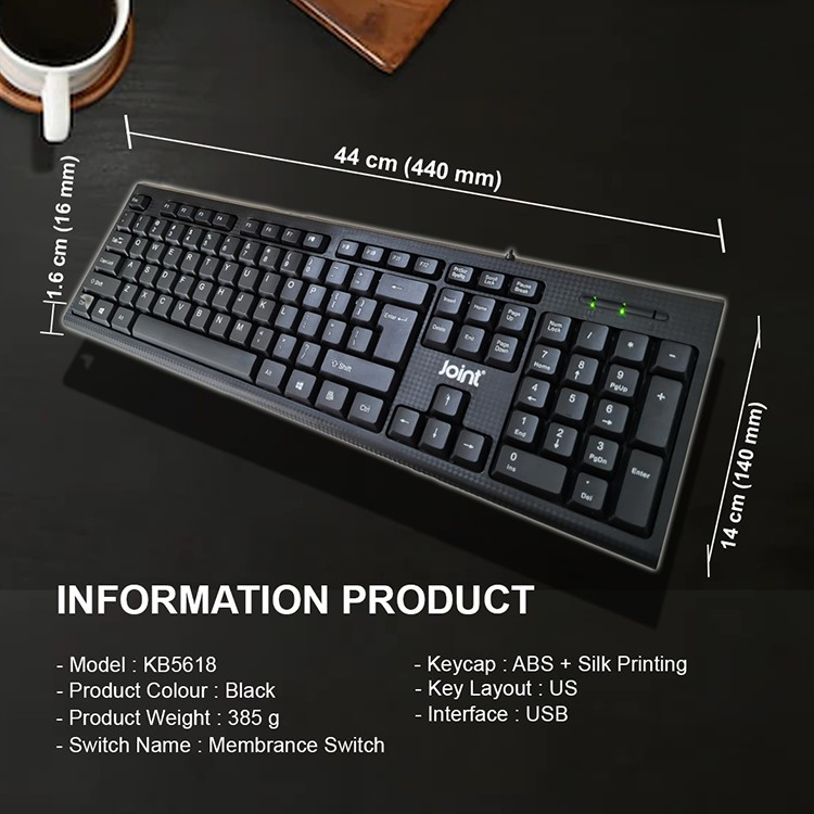 Jual KEYBOARD JOINT KB5618 OFFICE USB WIRED KEYBOARD ORIGINAL | Shopee ...