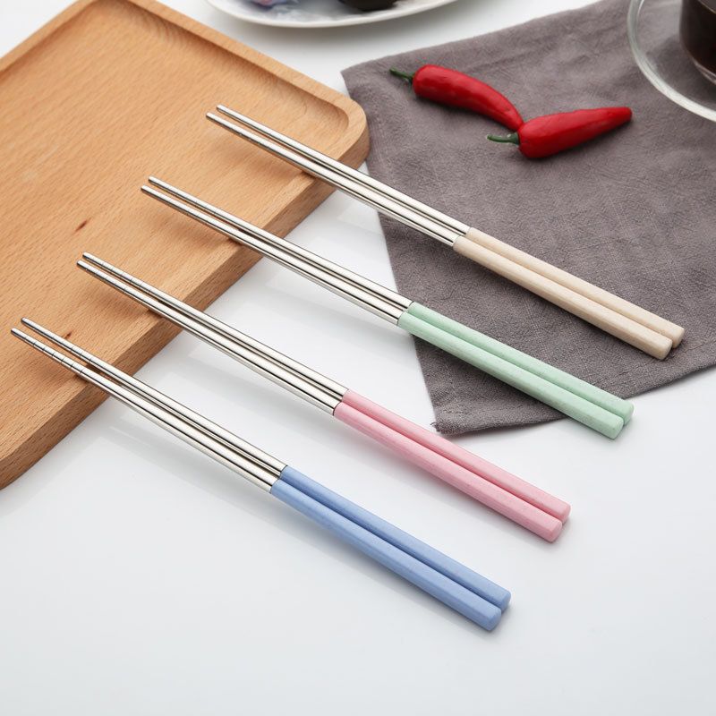 Jual 4 pasang sumpit wheatstraw stainless | Shopee Indonesia
