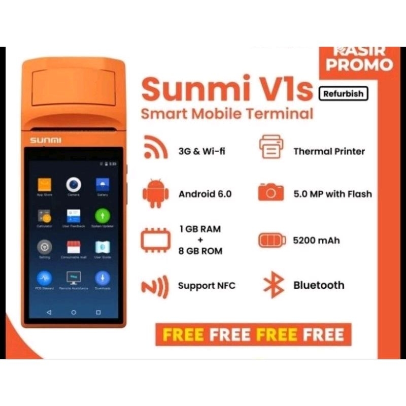 Jual Mesin Kasir Android Portable Sunmi V S Gb Pos Thermal Printer