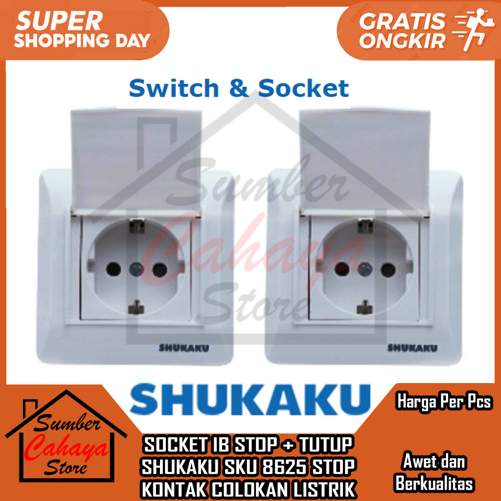 Jual SOCKET IB STOP + TUTUP SHUKAKU SKU 8625 STOP KONTAK COLOKAN ...