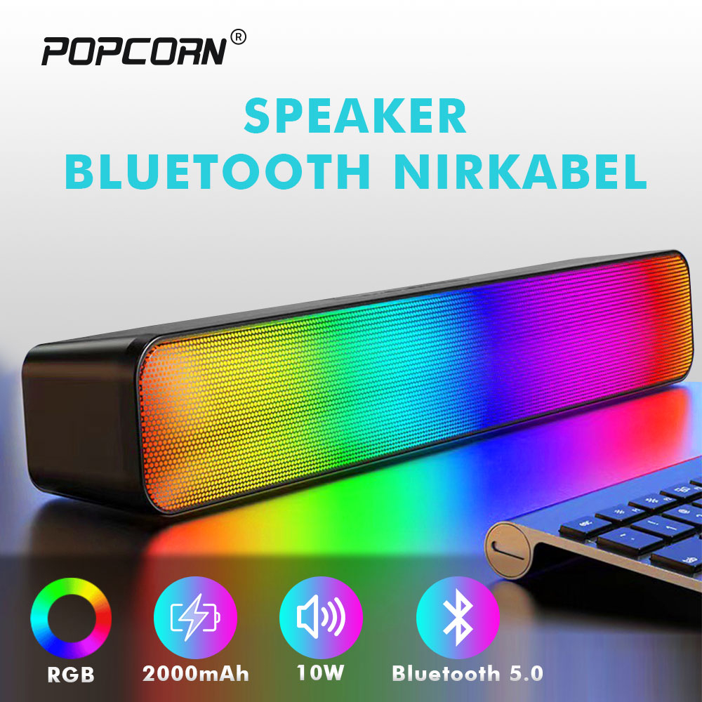 Jual Popcorn Speaker Bluetooth Soundbar Wireless Multifunction RGB