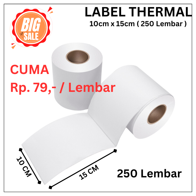 Jual LABEL STICKER THERMAL LIPAT 100 X 150 BARCODE 100X150 UKURAN A6