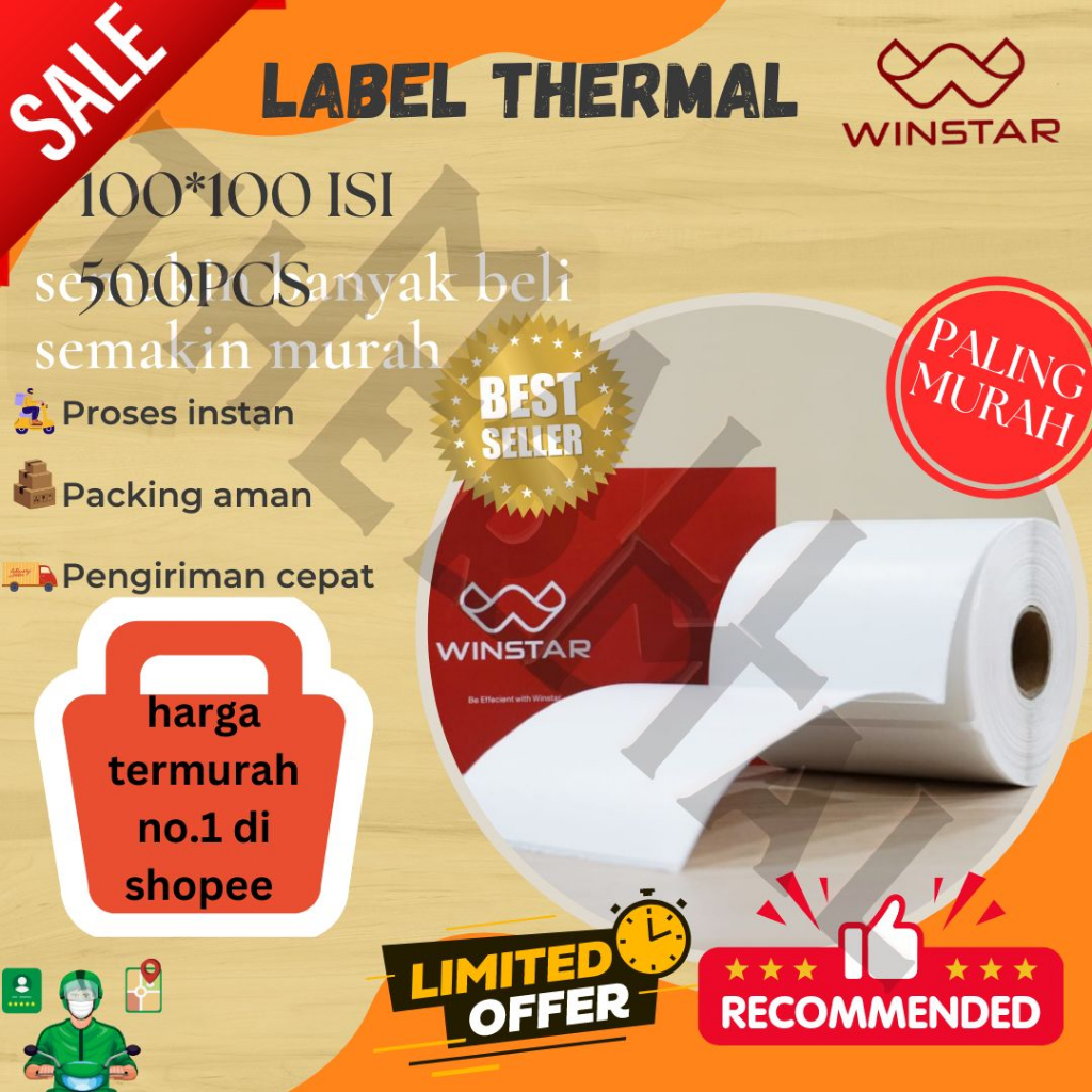 Jual Kertas Sticker Thermal X Isi Lembar Label Thermal Sticker Label Thermal Resi