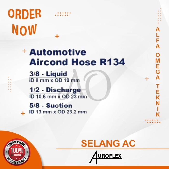 Jual AUROFLEX SELANG KARET AC MOBIL 5/8 INCH HOSE RUBBER AIRCON BENANG ...