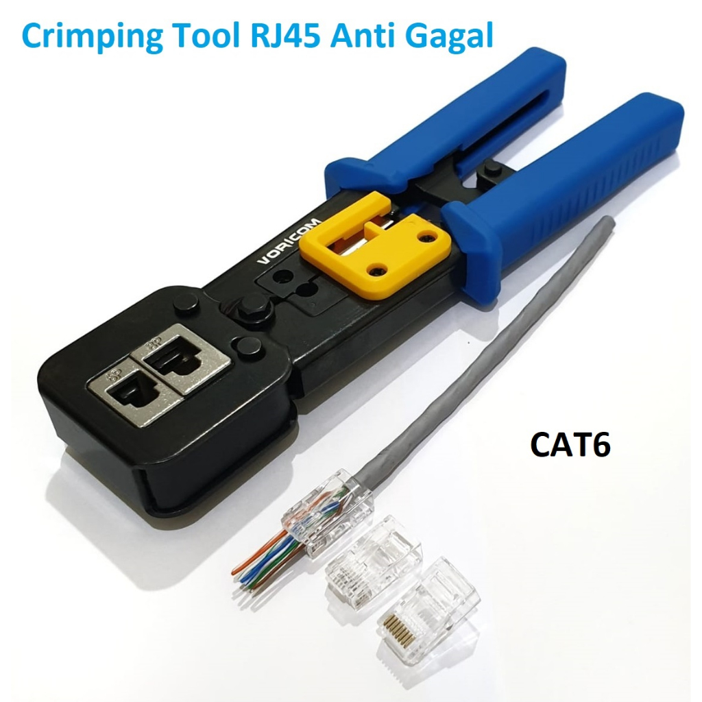 Jual Tang Crimping Tools RJ45 Cat5 Cat6 include 1 Box Konektor RJ45 Cat ...