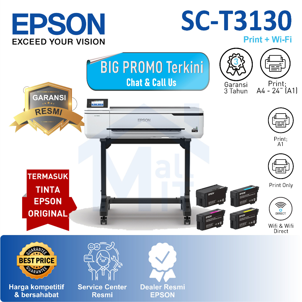 Jual Printer Epson Surecolor Sc T3130 Sc T3130 Stand Plotter A1 24inci 24 Resmi Shopee Indonesia 4684