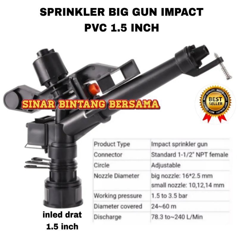 Jual SPRINKLER BIG GUN IMPACT PVC 1.5 INCH | SPRINKLER TAMAN | Shopee ...