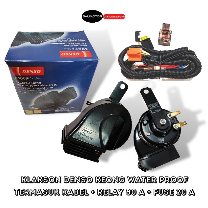Jual Paket Klakson Denso keong dobel waterproof set kabel relay klakson