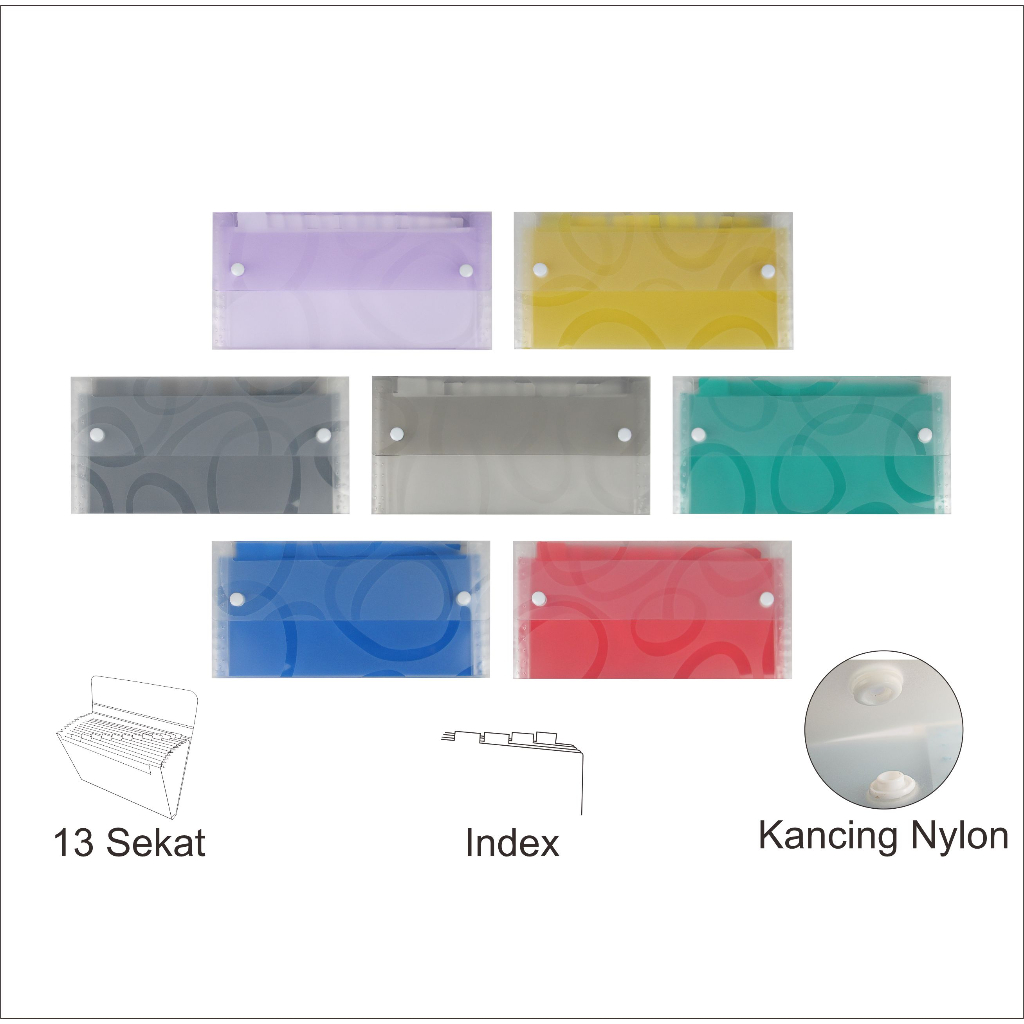 Jual Expanding File Giro 13 Sekat Motif Oval Dengan Kancing / Map