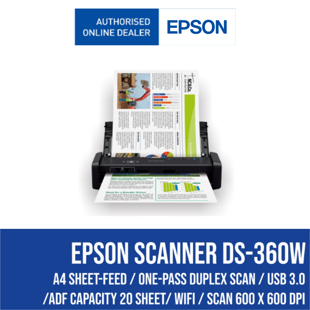 Jual Epson WorkForce DS-360W Wi-Fi Portable Sheet-fed Document Scanner ...