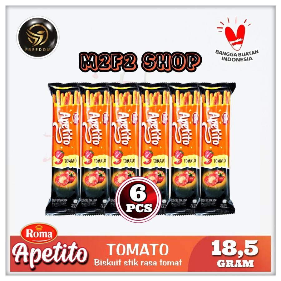 Jual Roma Apetito Biskuit Stik Renyah Gurih Rasa Tomato 18 5 Gr Kemasan 6 Pcs Shopee