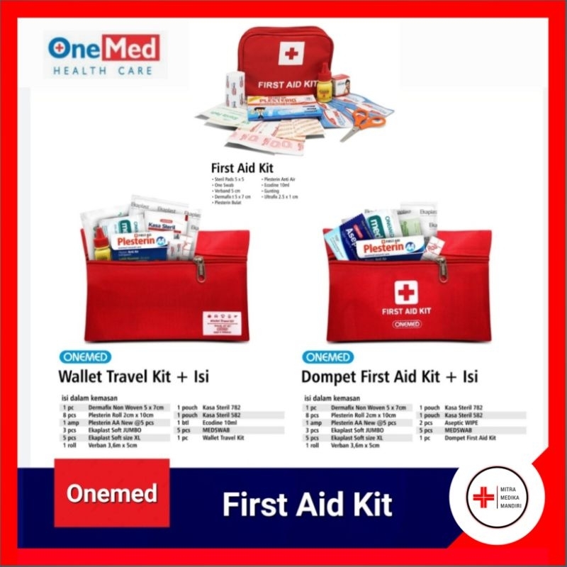 Jual Onemed First Aid Kit/Bag Merah+Isi/Dompet First Aid Kit+Isi