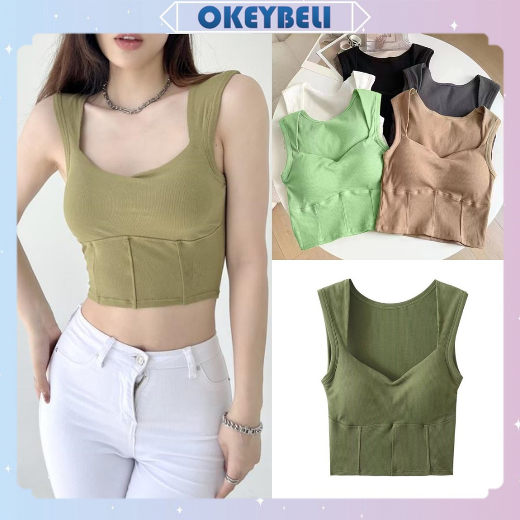 Jual •OKEY BELI•BR1329 Tanktop Bra With Cup Bh Singlet Wanita CropTop ...