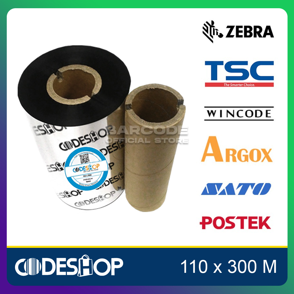 Jual Codeshop 110 x 300 Meter Ribbon Printer Barcode Double Core ...