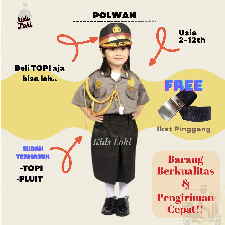 Jual baju polwan anak baju anak perempuan Kostum Profesi Polwan Cilik