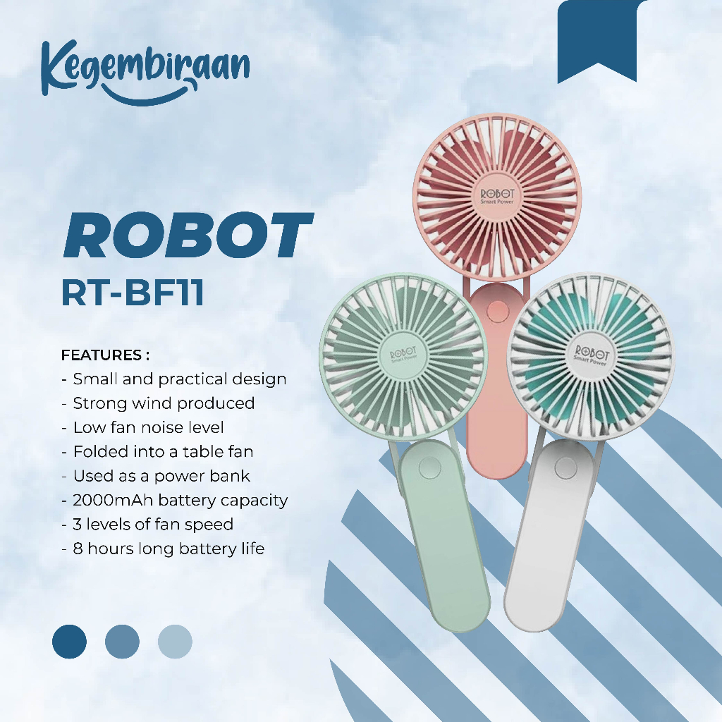 Jual Mini Fan Robot RT-BF11 Foldable 3 in 1 USB Mini Fan&Powerbank ...
