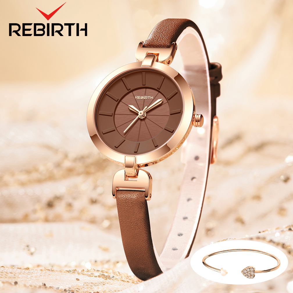 Jual REBIRTH Jam Tangan Wanita Korea Anggun Tali Kulit Anti Air Kuarsa ...