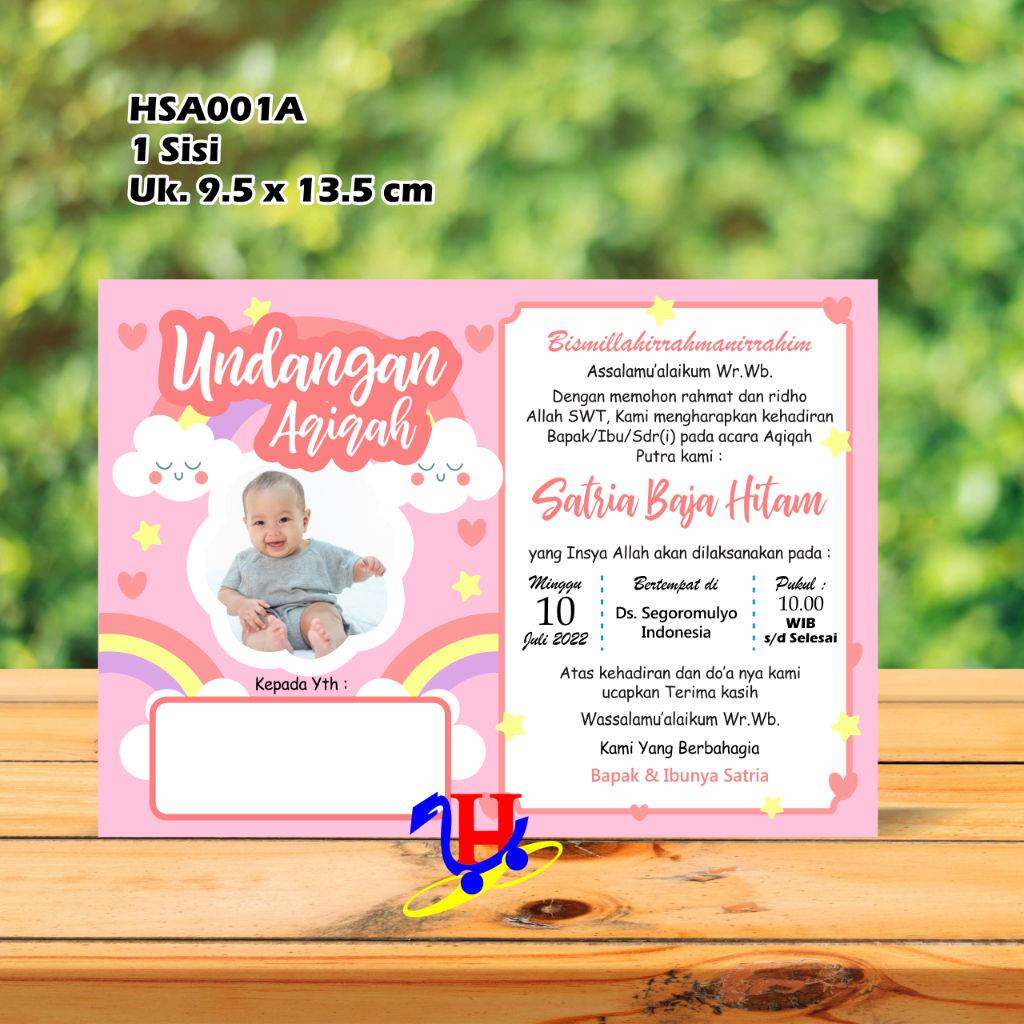 Jual Undangan Tasyakuran Aqiqah Aqiqah Undangan Mini Undangan Aqiqah Satu Sisi Hsa001a 2723