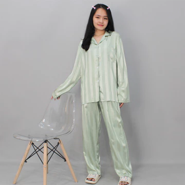 YX Laurencia Piyama Satin Powysuit Baju Tidur Wanita Dewasa Lengan Panjang Celana Panjang