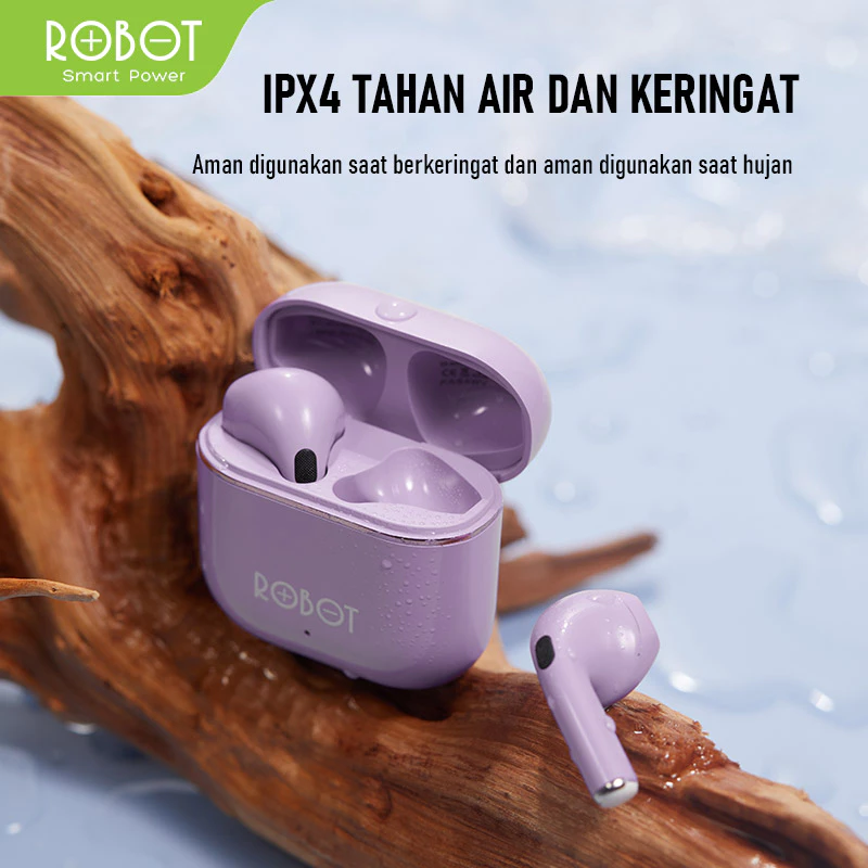 Robot TWS Wireless Earphone Airbuds T50S Original BT 6.0 True Wireless Headset Bluetooth Earbuds IPX4 WaterProof - Garansi 1 Tahun