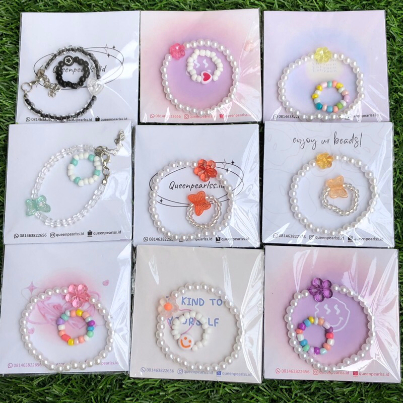 Jual set gelang manik dan cincin manik random | Shopee Indonesia