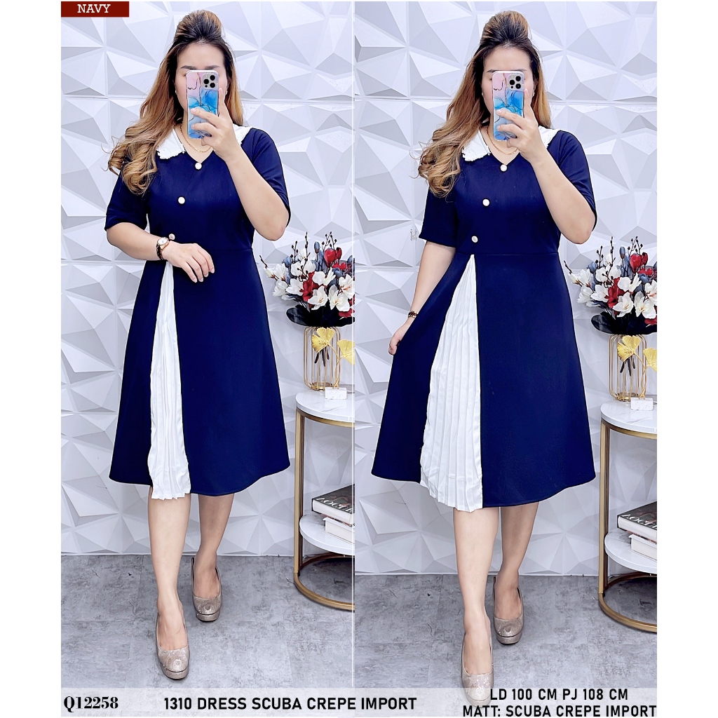 Jual 1310 DRESS SCUBA CREPE IMPORT Q12258 Shopee Indonesia