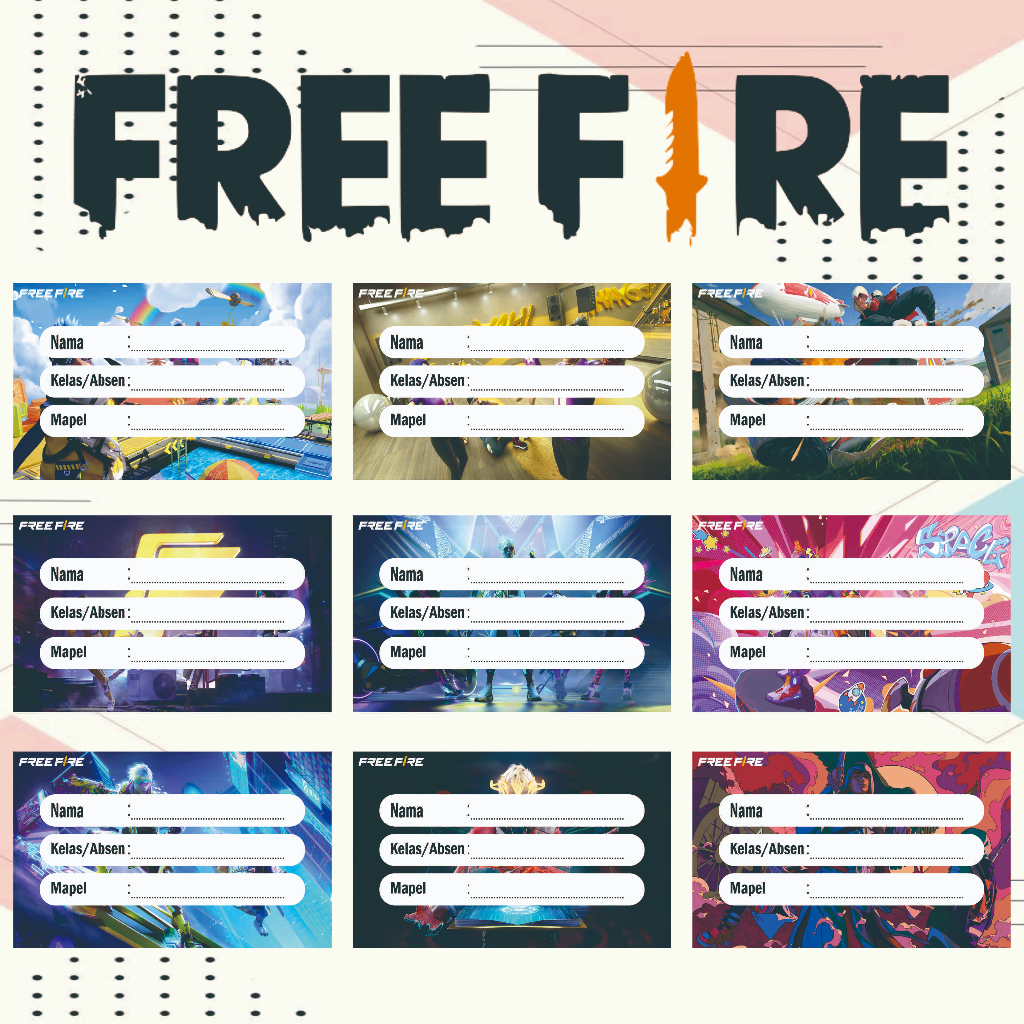 Jual LABEL BUKU TULIS FREE FIRE 10 MOTIF 1 PACK ISI 20 | Shopee Indonesia