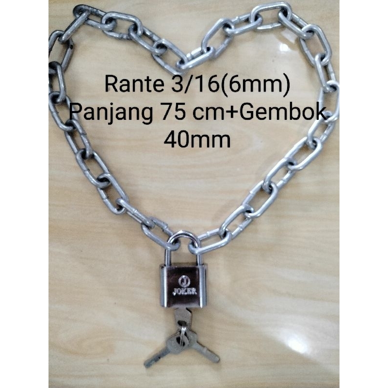 Jual Rante Besi Kapal 3/16 ( 6mm ) + Gembok 40 mm | Shopee Indonesia
