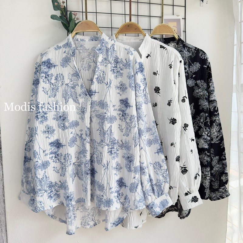 Jual Blouse wanita best seller bahan kringkel motif import / Blouse