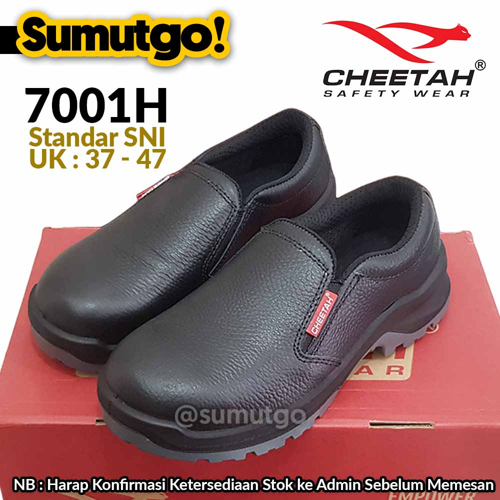Jual Cheetah 7001H Sepatu Safety Proyek Pendek Tanpa Tali Hitam
