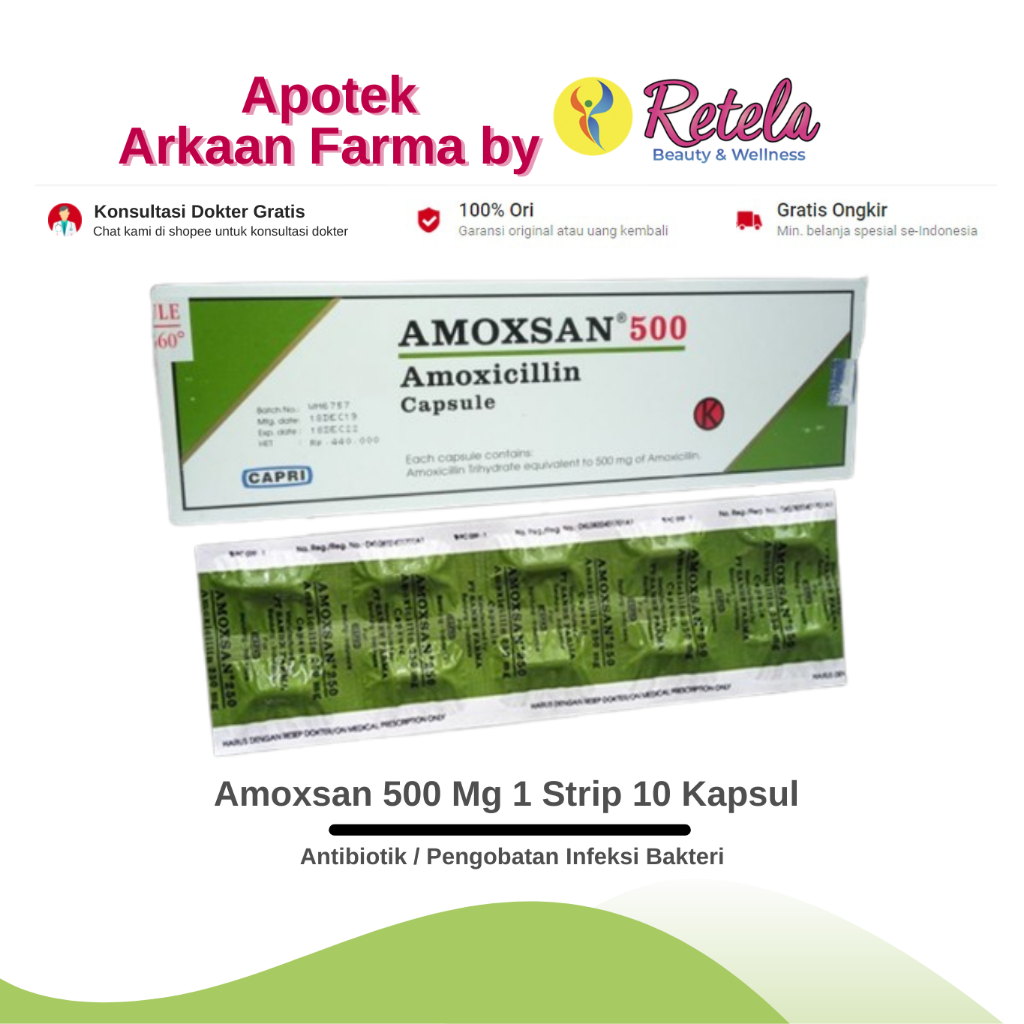 Jual Amoxsan 500 Mg 1 Strip 10 Kapsul Amoxicillin Antibiotik