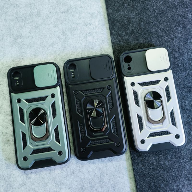 Jual iPhone XR SGFlip Army Ring Flip Lens Rugged Armor Case