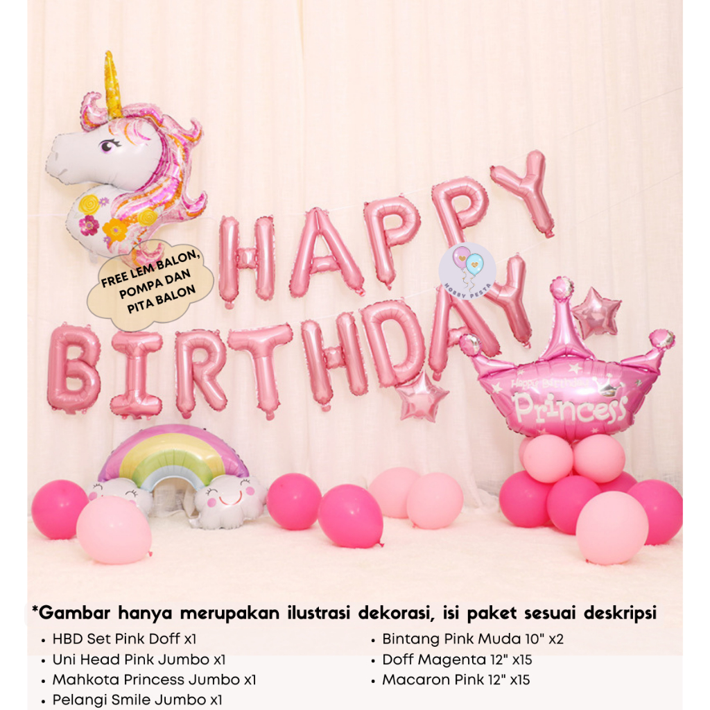 Jual Paket Dekorasi Ulang Tahun Anak Tema Unicorn / Set Dekor Ultah