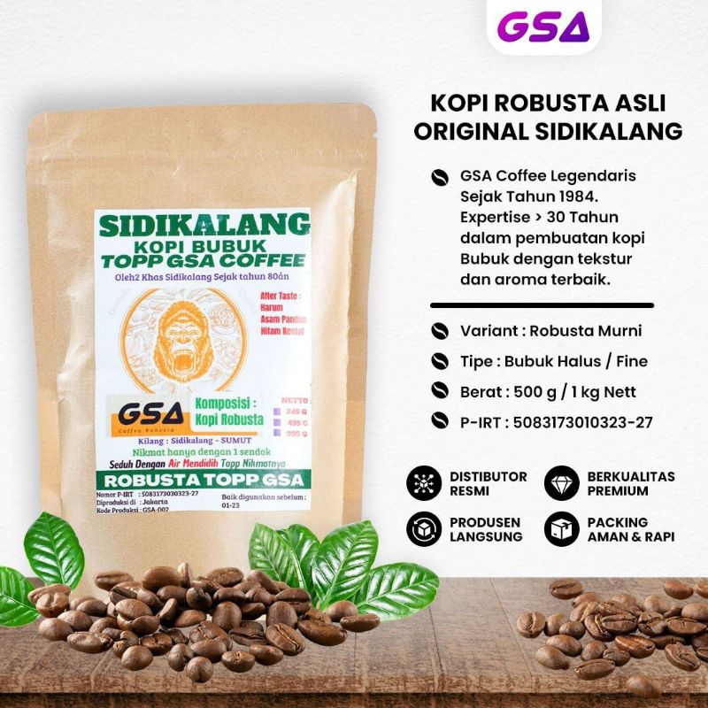 Jual Kopi Sidikalang Robusta 250g Bubuk Murni Asli Original Gsa Coffee