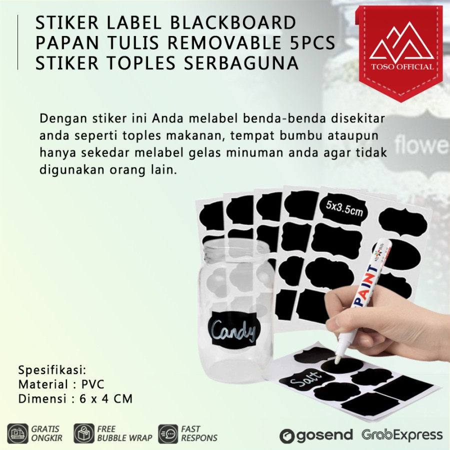 Jual PAKET LABEL STIKER HITAM STICKER TOPLES JAR CHALKBOARD + SPIDOL ...