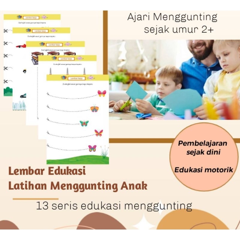 Jual LEMBAR LATIHAN MENGGUNTING AWAL ANAK || EDUKASI KERTAS MENGGUNTING ...
