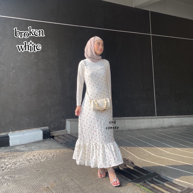 Jual HAURA FLORAL DRESS | KOREAN DRES OVERALL TANPA LENGAN MOTIF BUNGA ...