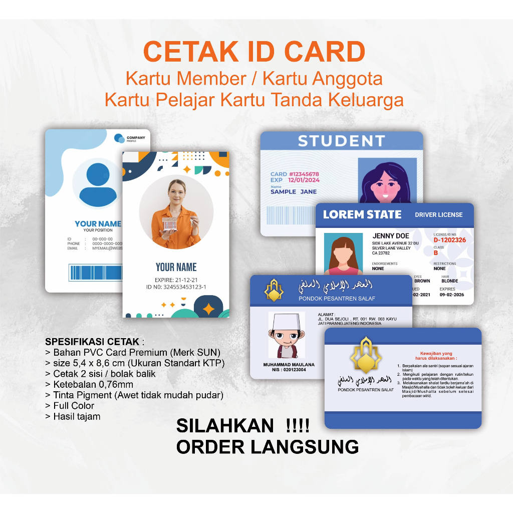 Jual Cetak Id Card Kartu Member Kartu Anggota Kartu Pelajar Kartu