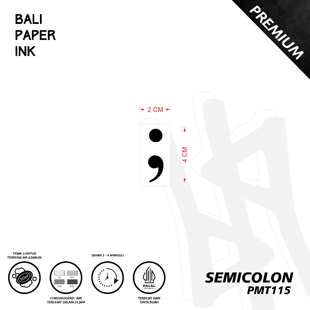 Tinta Sementara Premium Semicolon Buah Bali Paper Ink PMT115 untuk Tato Temporer