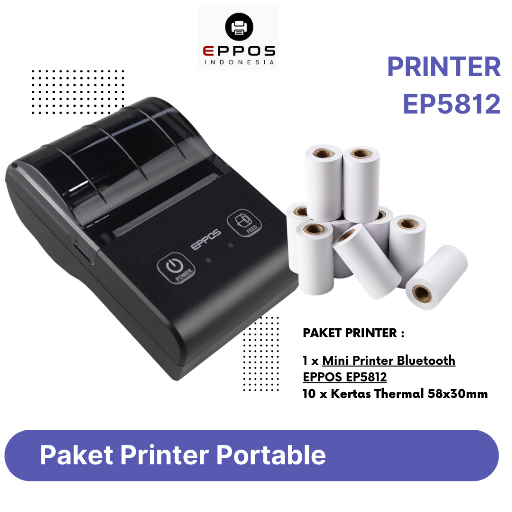 Jual Paket Printer Bluetooth Cetak Struk Kasir Ep Roll Kertas