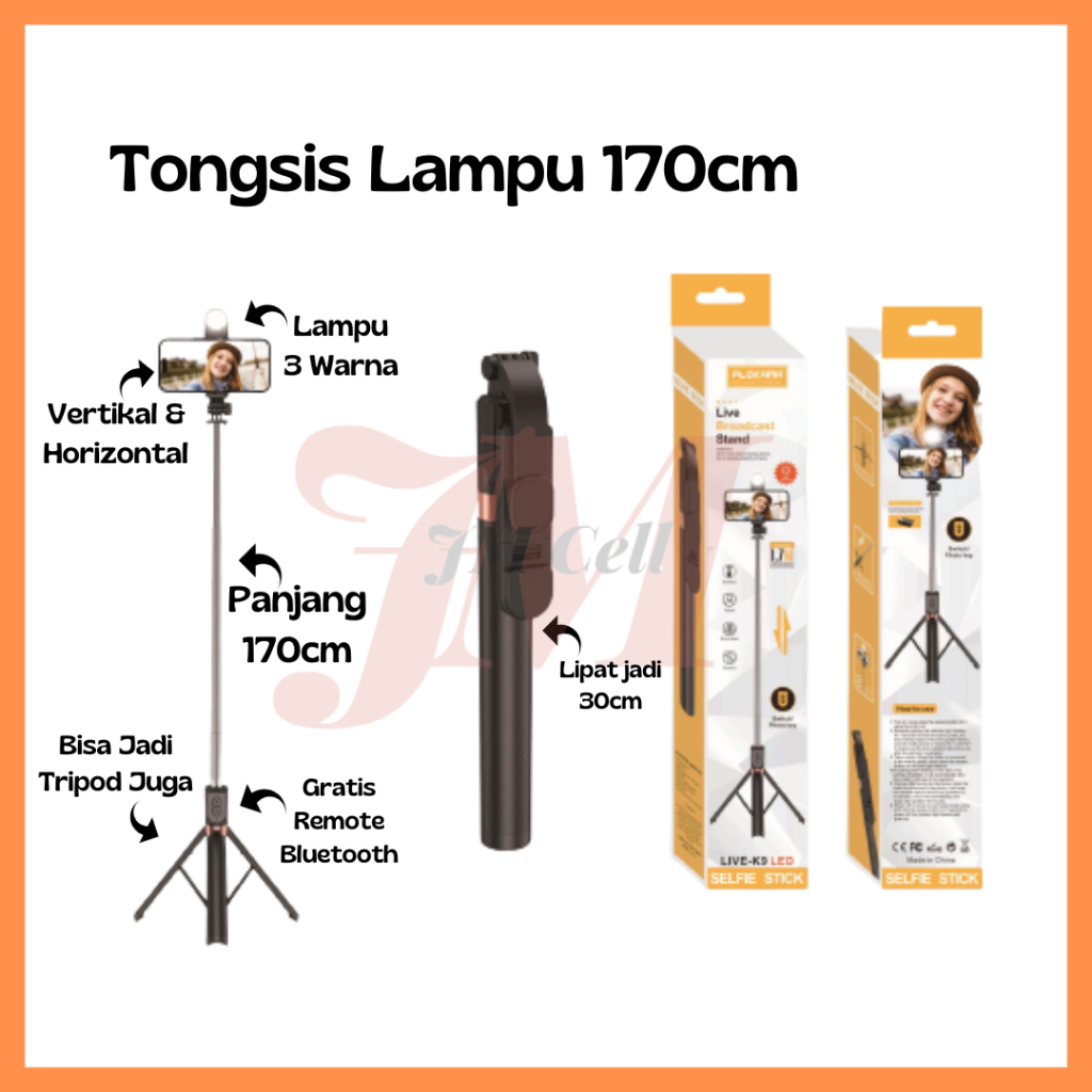 Jual Tongsis Tripod Bluetooth Selfie Stick 4 In 1 Led Lampu Remote