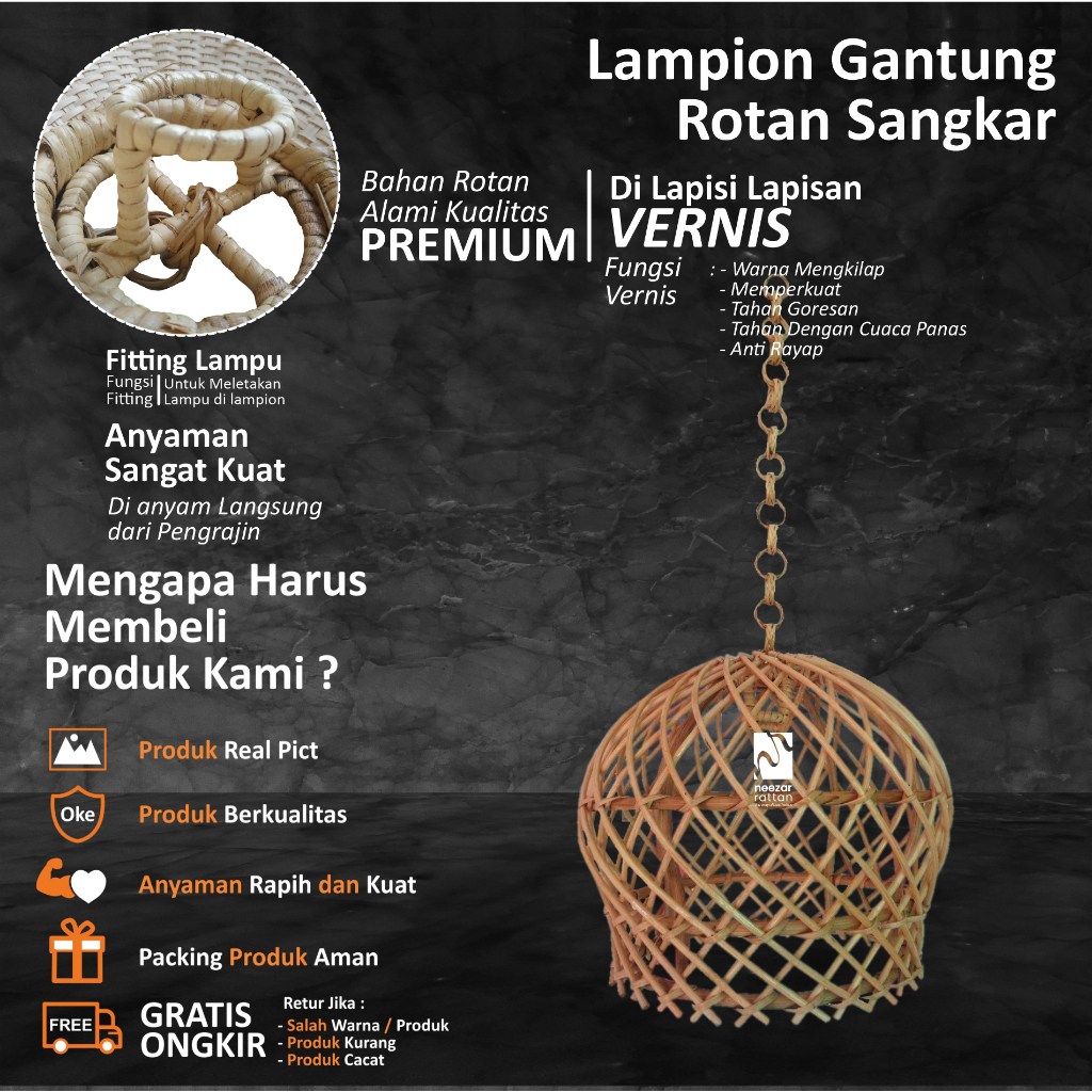 Jual Kap Lampion Rotan Lampu Hias Gantung Taman Tamu Mode Sangkar Shopee Indonesia