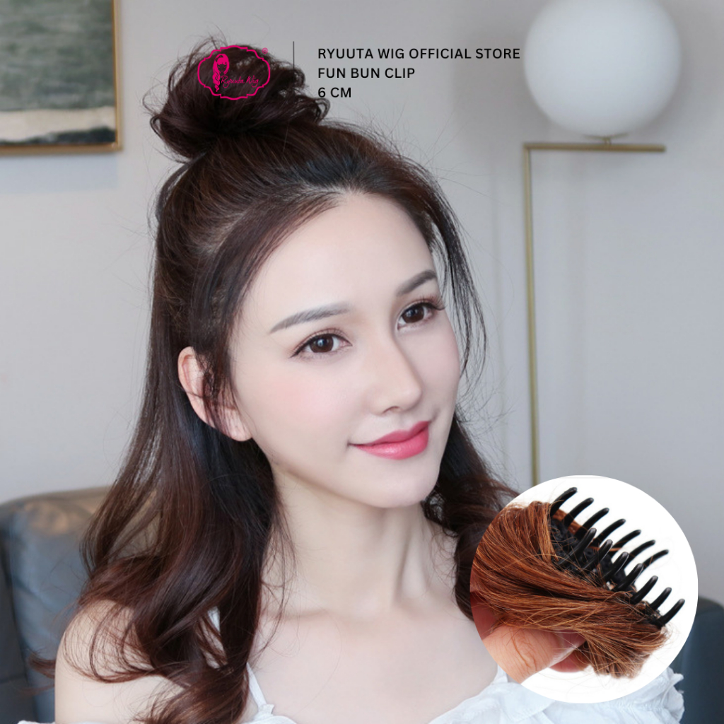 Jual Ryuuta Wig Fun Bun Jepit Cepol Instant Kecil Hitam Coklat 6 cm ...