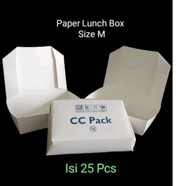 Jual Paper Lunch Box Merk CC Pack Lunch Box Ukuran M Lunch Box Kertas Putih Tebal Kotak