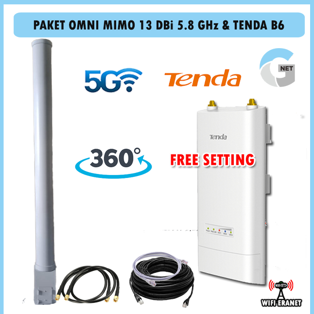 Jual Paket hotspot wifi 5G OMNI MIMO GNET 13 dbi 5,8 ghz plus Tenda B6 ...