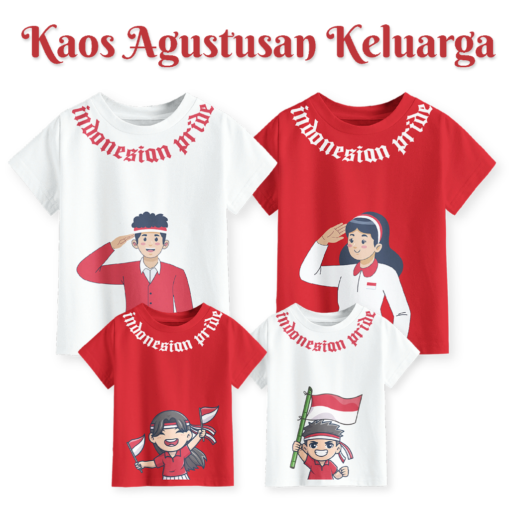 Jual Kaos Agustusan Family Couple Lengan Pendek dan Lengan Panjang