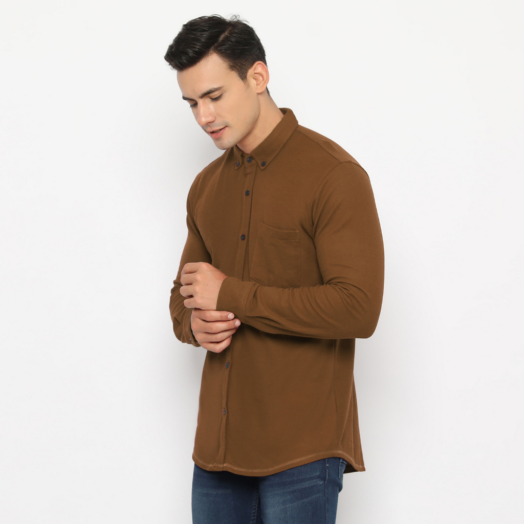 Jual Kemeja Basic Pique Lacos Kerah Lengan Panjang Long Shirt by RAVA ...