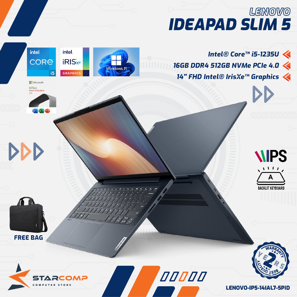 Jual Lenovo Ideapad Slim 5i 14ial7 I5 1235u 16gb 512gb Irisxe 14 Fhd Ips W11ohs Shopee Indonesia