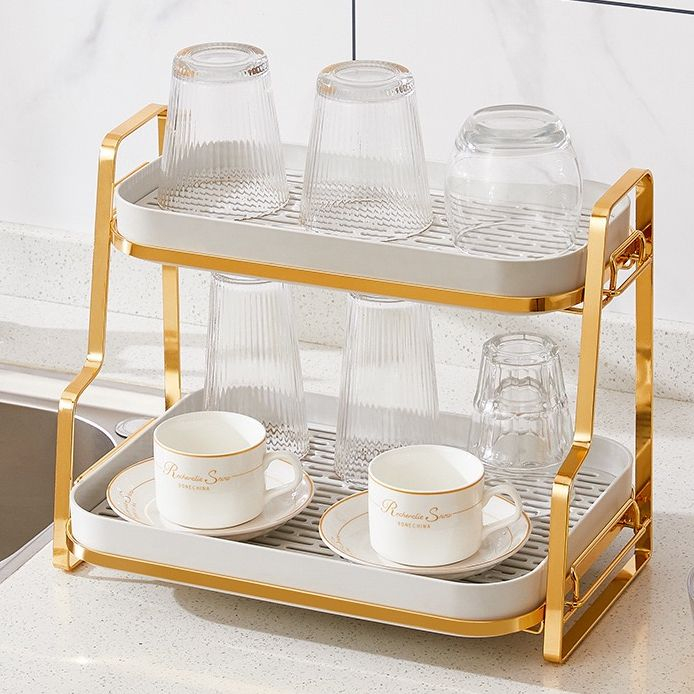 Jual Mixi Double Rack / Rak Gelas Bumbu Organizer Rak Aqua Tingkat Gold ...